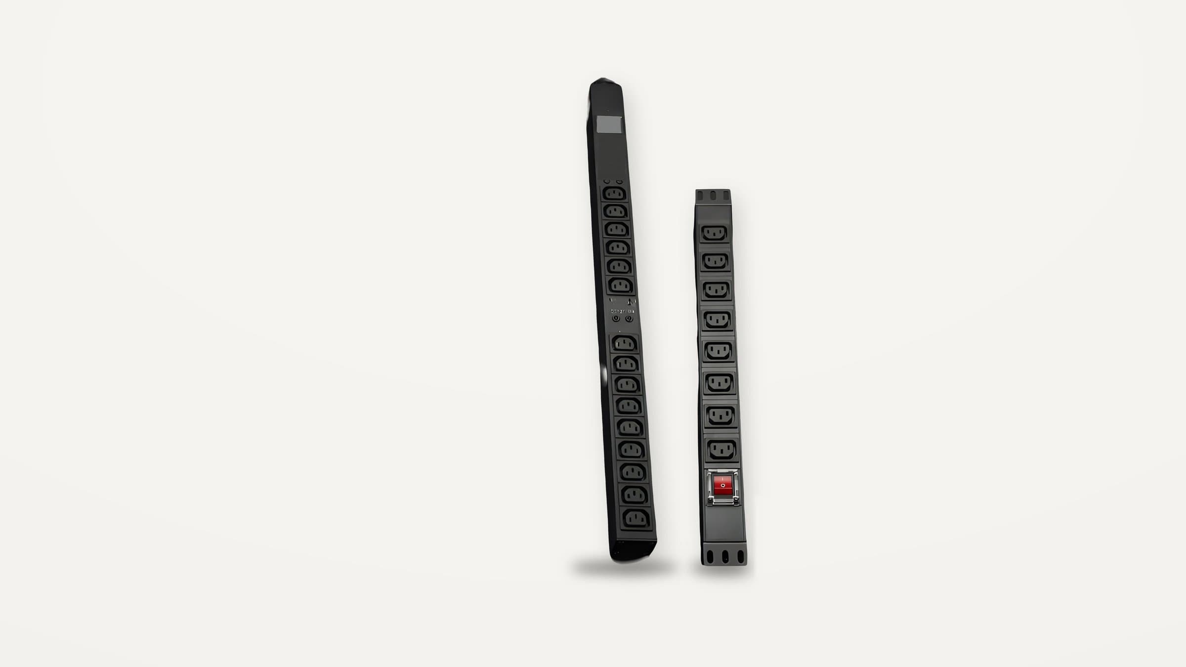 Rack PDU strips with mixed outlets.