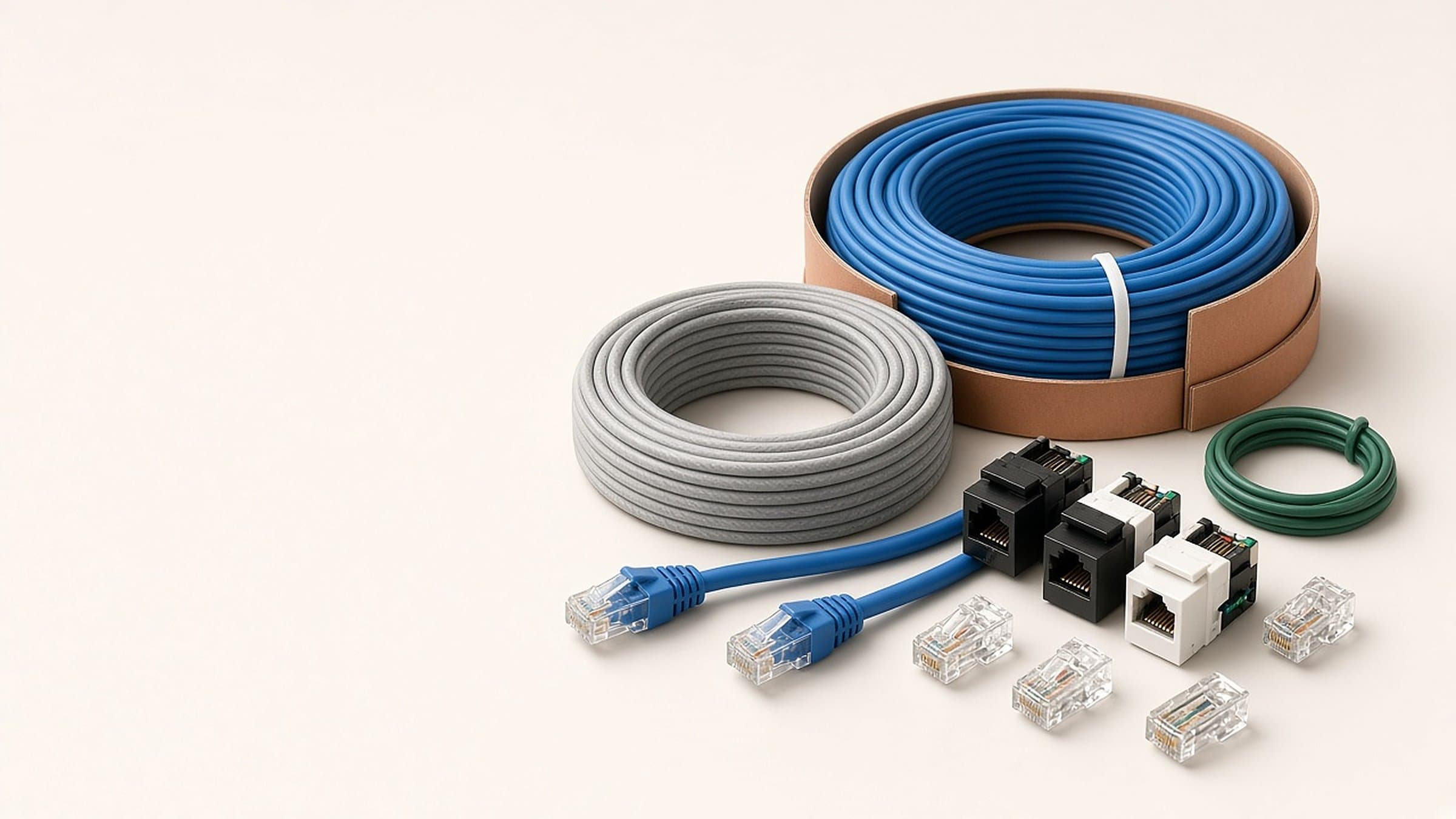 Illustrative render of copper network cable.